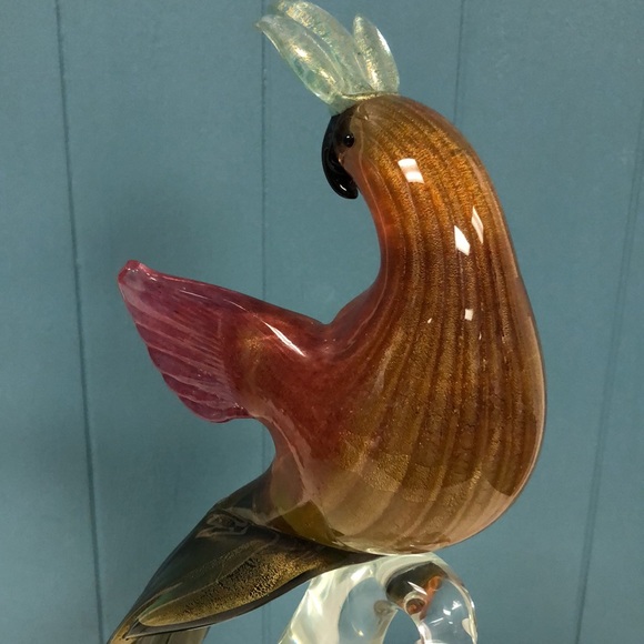Vintage MCM c1950s Alfredo Barbini Murano Glass Cockatoo Parrot Bird Italy Art - Picture 7 of 10